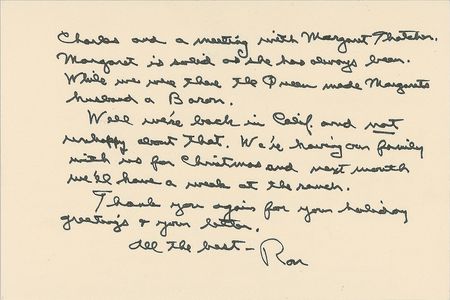 Lot #117 Ronald Reagan: The life of a former president: “Luncheon with the Queen Mother & tea with Prince Charles and a meeting with Margaret Thatcher” - Image 2