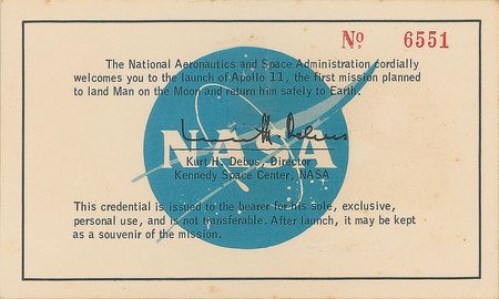 Lot #435 Apollo 11: Sought-after fully signed VIP launch pass - Image 2