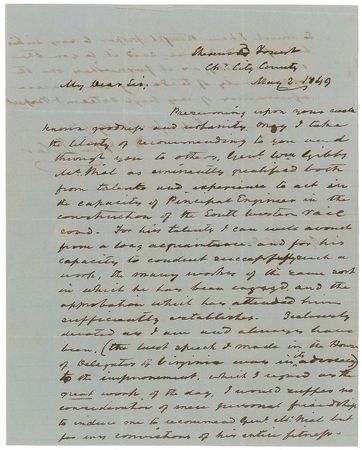 Lot #34 John Tyler: “Zealously devoted” to “the construction of the South Western rail road” - Image 1