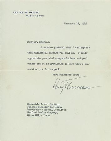 Lot #94 Harry S. Truman Typed Letters Signed - Image 2