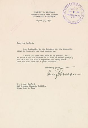 Lot #94 Harry S. Truman Typed Letters Signed - Image 3