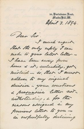 Lot #506 John Tenniel Handwritten Letter Signed - Image 1
