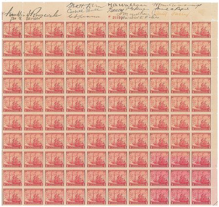 Lot #81 Franklin D. Roosevelt and His Cabinet: From FDR’s famous stamp collection—his complete 1934 cabinet and suggestions for future issues - Image 1