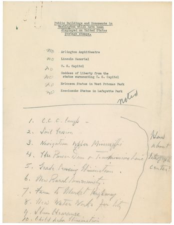 Lot #81 Franklin D. Roosevelt and His Cabinet: From FDR’s famous stamp collection—his complete 1934 cabinet and suggestions for future issues - Image 3