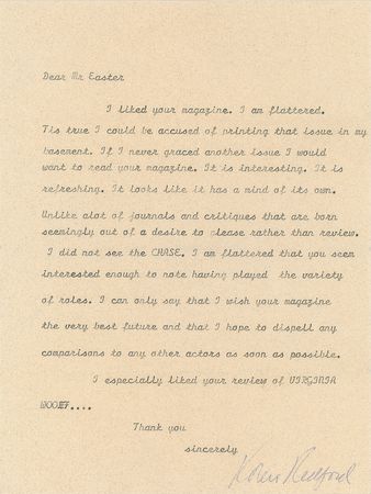 Lot #807 Robert Redford Typed Letter Signed - Image 1