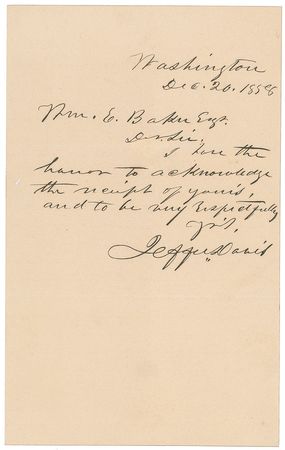Lot #341 Jefferson Davis Handwritten Letter Signed - Image 1