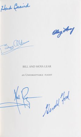 Lot #437 Apollo 11: Armstrong and Aldrin: Magnificent Learjet memoir fully signed by the Apollo 11 crew and President Ford - Image 1