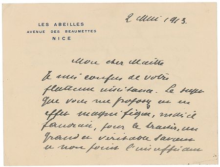 Lot #625 Maurice Maeterlinck Handwritten Letter Signed - Image 1