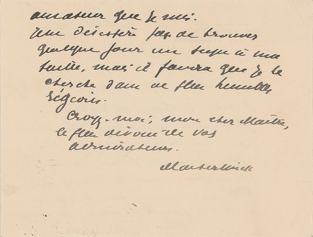 Lot #625 Maurice Maeterlinck Handwritten Letter Signed - Image 2