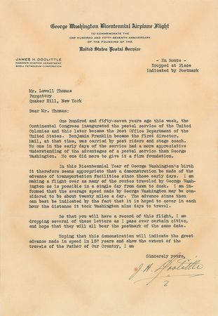 Lot #413 George Washington Bicentennial Flight Typed Letter Signed - Image 1