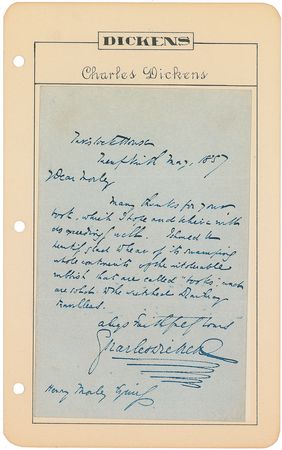 Lot #578. Charles Dickens: &ldquo;The intolerable rubbish that are called &lsquo;books&rsquo;&rdquo;