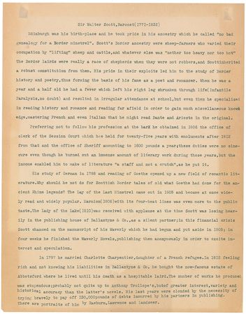 Lot #587 Sir Walter Scott: Sir Walter Scott comments on Lord Byron - Image 2
