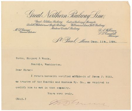 Lot #290 James J. Hill Signed Document - Image 2