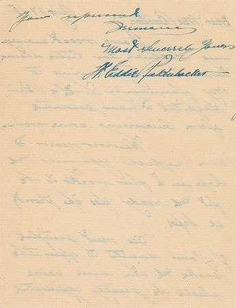 Lot #402 Eddie Rickenbacker Handwritten Letter Signed - Image 2
