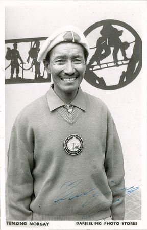 Lot #256 Tenzing Norgay and Edmund Hillary Signed Photograph and Signature - Image 1