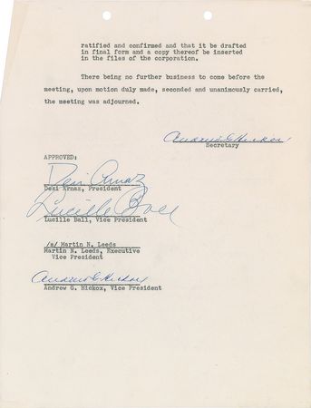 Lot #779 Lucille Ball and Desi Arnaz Signed Document - Image 1