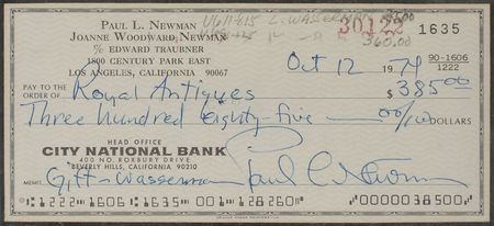 Lot #804 Paul Newman Check - Image 2