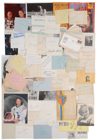 Lot #755 Autograph Collection: Expansive collection: from Grace Kelly to Groucho Marx, Neil Armstrong to Norman Rockwell, and six of the seven principal Wizard of Oz characters - Image 1