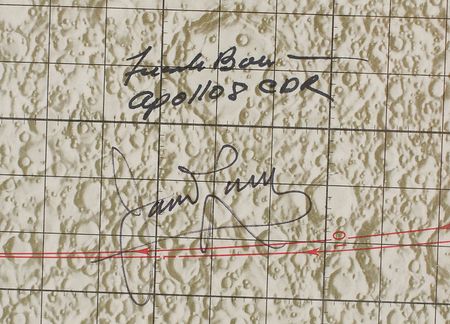 Lot #6464 James Lovell and Frank Borman Signed Apollo Lunar Orbit Chart - Image 2