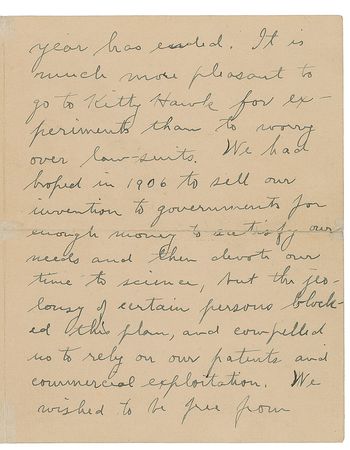 Lot #6001 Wilbur Wright Autograph Letter Signed - Image 2