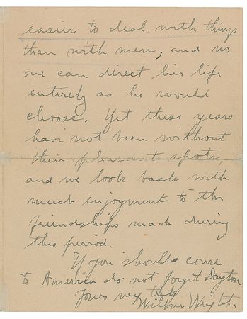 Lot #6001 Wilbur Wright Autograph Letter Signed - Image 4