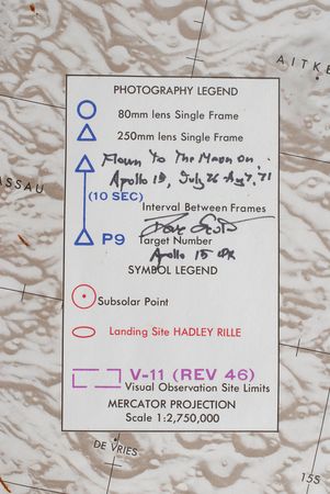 Lot #6503 Dave Scott’s Apollo 15 Lunar Orbit Flown Photography Chart - Image 1