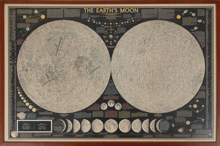 Lot #6370 Apollo 11 and 8 Oversized Crew Signed Moon Map - Image 1