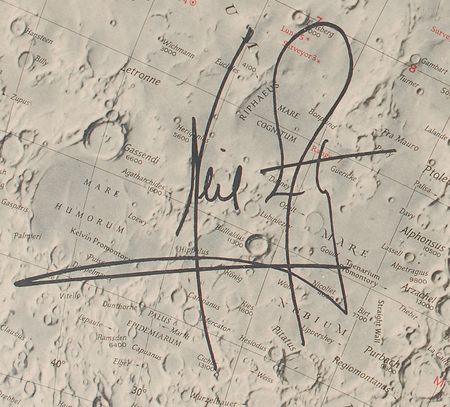 Lot #6370 Apollo 11 and 8 Oversized Crew Signed Moon Map - Image 2