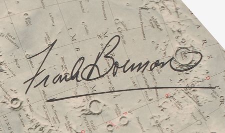 Lot #6370 Apollo 11 and 8 Oversized Crew Signed Moon Map - Image 3