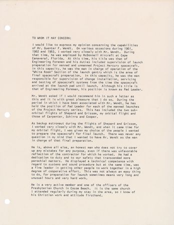 Lot #6096 John Glenn Signed Letter of Recommendation - Image 2