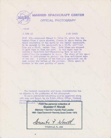 Lot #6105 Gemini 04 Set of Sequential Spacewalk Photographs - Image 5