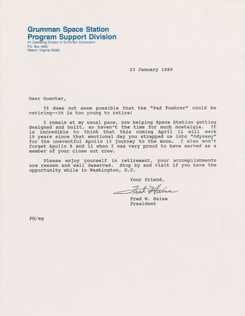 Lot #6142 Fred Haise Typed Letter Signed - Image 1