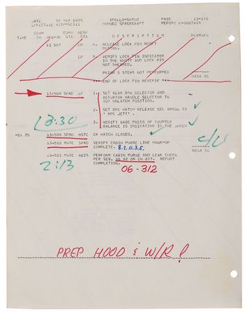 Lot #6122 Guenter Wendt?s Apollo-Soyuz Mission-Used Checklist - Image 4