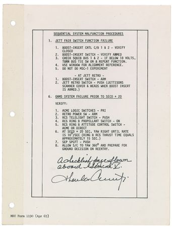 Lot #6159 Gemini 5: Charles Conrad?s Flown Checklist Page - Image 1