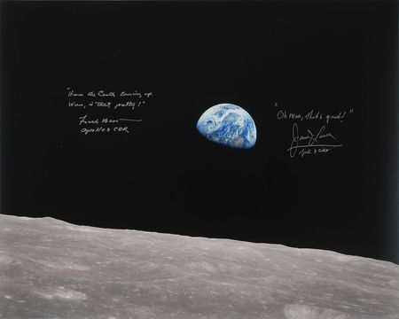 Lot #6203 Apollo 08: Lovell and Borman Oversized Signed Photograph - Image 1