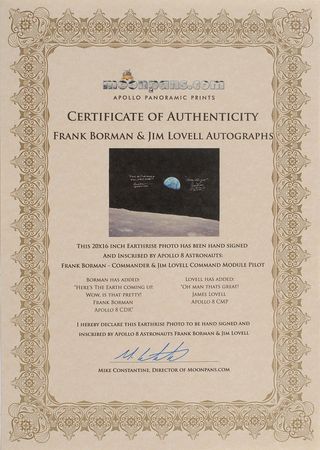 Lot #6203 Apollo 08: Lovell and Borman Oversized Signed Photograph - Image 2