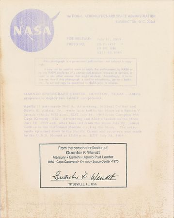 Lot #6130 Guenter Wendt’s Signed Collection of Apollo 11 Photographs - Image 5