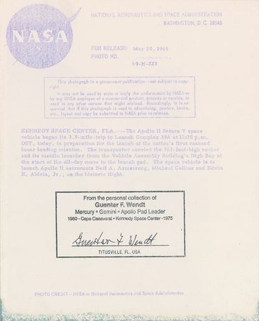 Lot #6130 Guenter Wendt’s Signed Collection of Apollo 11 Photographs - Image 14
