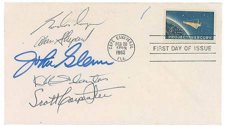 Lot #6077 Mercury Astronauts Signed Pamphlet and FDC - Image 1