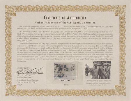 Lot #6471 Apollo 13 Heat Shield Fragments - Image 1