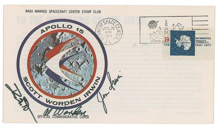 Lot #6522 Al Worden’s Apollo 15 Signed Insurance Cover - Image 1