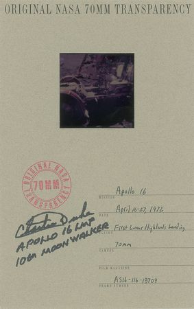 Lot #6563 Charlie Duke Signed Photograph and Film Frame - Image 1