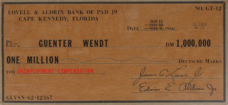 Lot #6106 Guenter Wendt’s Gemini 12 Oversized Signed ‘Gag Gift’ Check - Image 1