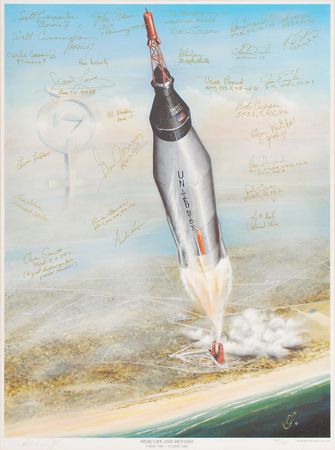 Lot #6081 Mercury, Apollo, and Shuttle Astronauts Signed Lithograph - Image 1