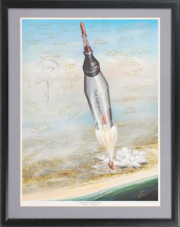 Lot #6081 Mercury, Apollo, and Shuttle Astronauts Signed Lithograph - Image 2