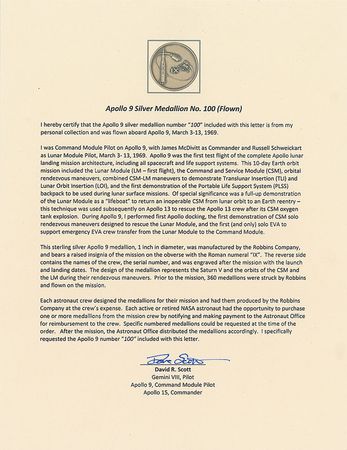 Lot #6339 Dave Scott’s Apollo 9 Flown Robbins Medal - Image 3