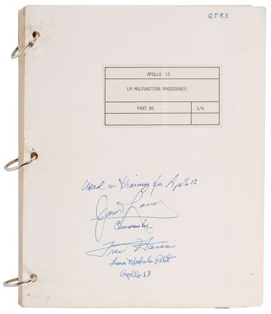 Lot #6462 James Lovell and Fred Haise Training-Used Apollo 13 LM Malfunction Manual - Image 1