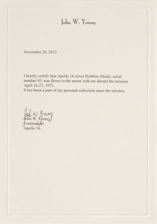 Lot #6541 John Young’s Apollo 16 Flown Robbins Medal - Image 3