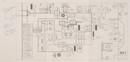 Lot #6290 Apollo Astronaut Signed ECS 2 Schematic - Image 1