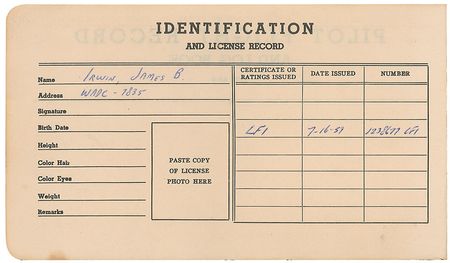 Lot #6539 Jim Irwin’s Pilot Log Books - Image 1